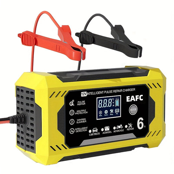 Car Battery Charger, 12V 6A Smart Battery Trickle Charger Auto 12V 24V Battery Maintainer for Car Truck Motorcycle Lawn Mower Marine Lead Acid Battery, Vehicle Battery Maintenance, Automotive Battery Care, Compact Charger, Po DSers Fulfillment