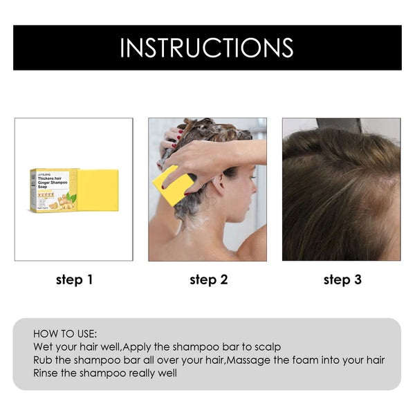 Ginger Dense Hair Soap, Moisturizes Hair Ends And Roots Cleansing Scalp Hair Care Shampoo Soap