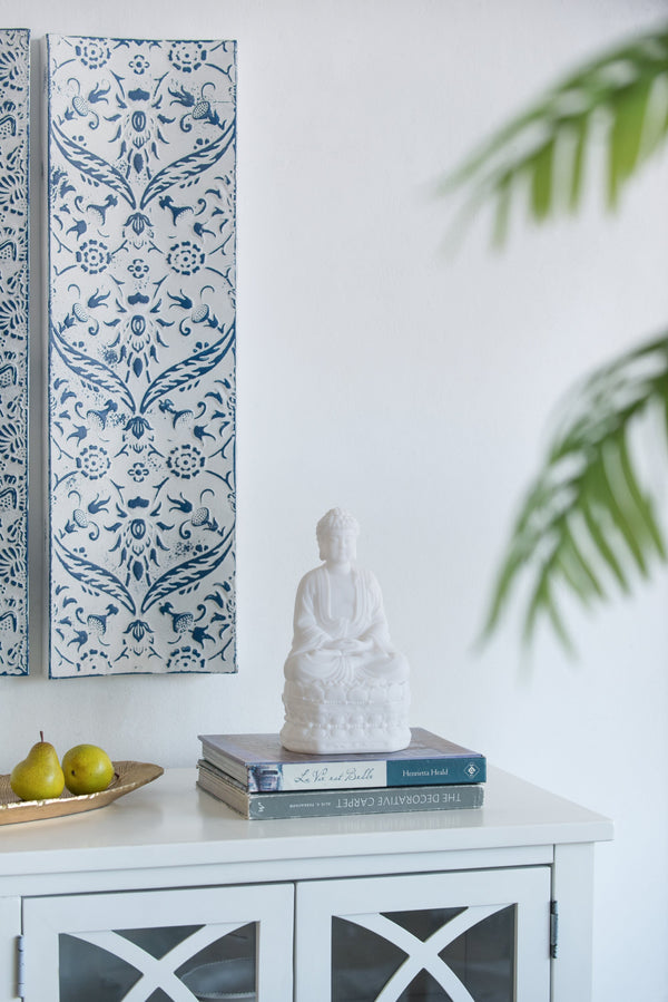 5.5x4.7x11.8' White Sitting Buddha Figure