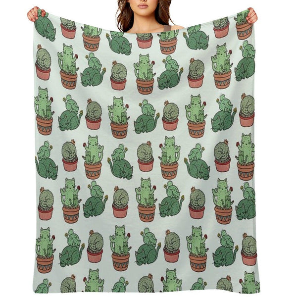 Cactus Cats Throw Blanket