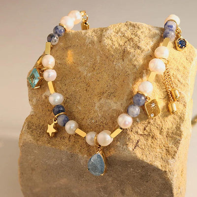 Natural stone freshwater pearl necklace necklace collarbone chain for girls