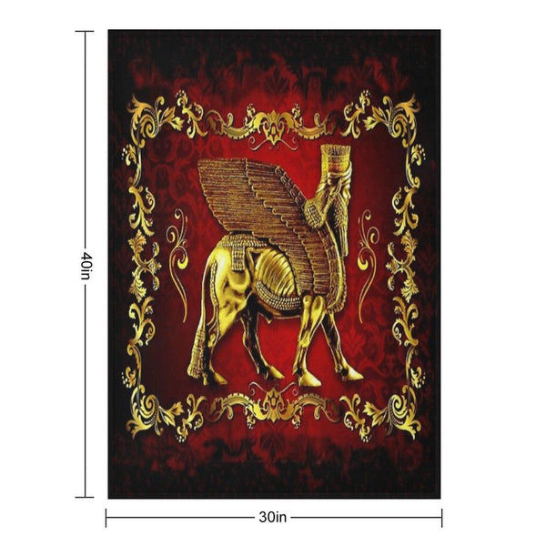 Assyrian LAMASSU ( WInged Bull) Throw Blanket