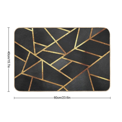 Black Gold Stone Geometric Bath Mat