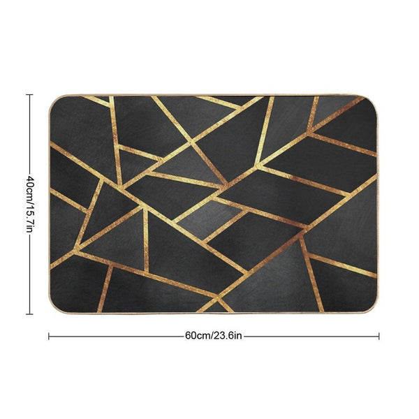 Black Gold Stone Geometric Bath Mat