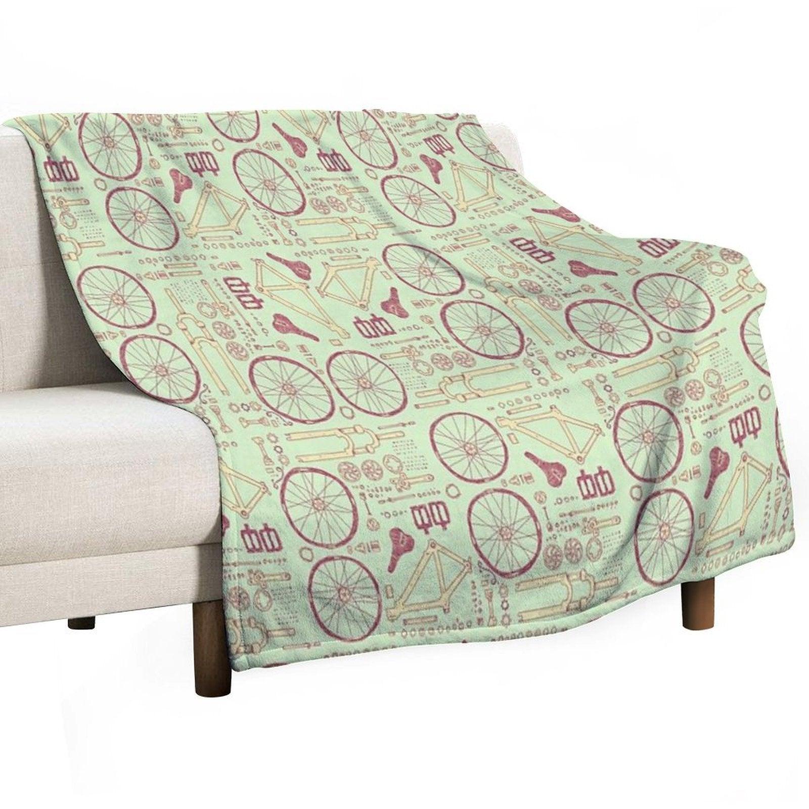 Bicycle Parts Throw Blanket
