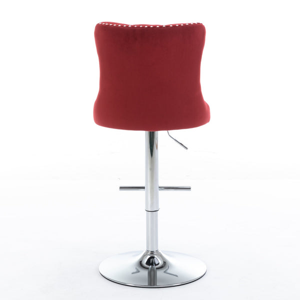 Modern Velvet Swivel Barstools with Adjustable Seat Height and Chrome Base