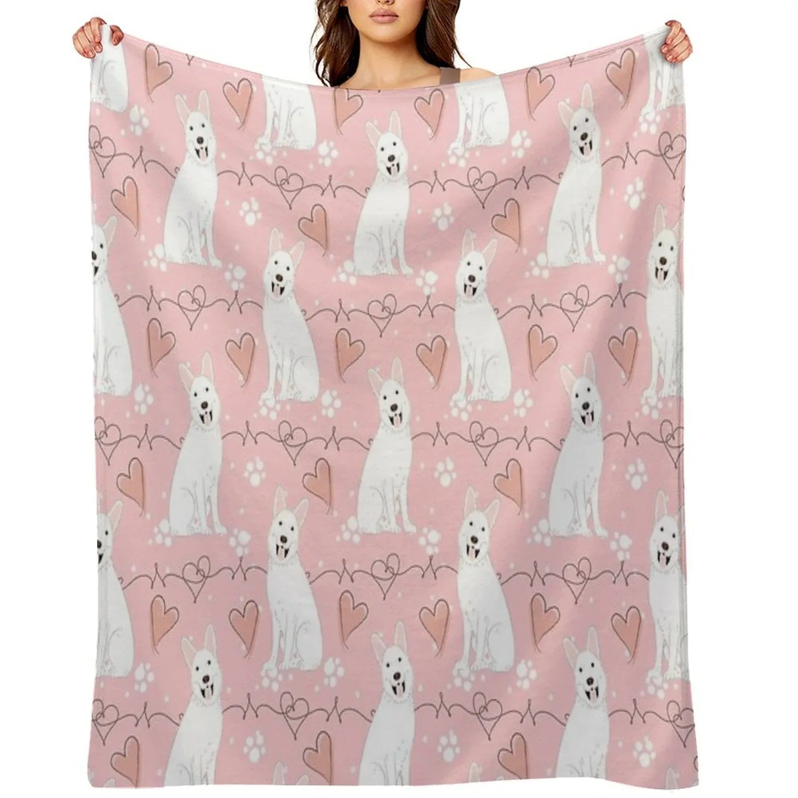 LOVE White German Shepherd Throw Blanket