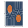 Mid Century Modern Geometric 83 in Navy Blue And Burnt Orange (Rainbow And Sun Abstraction) Shrink-resistant Throw Blanket