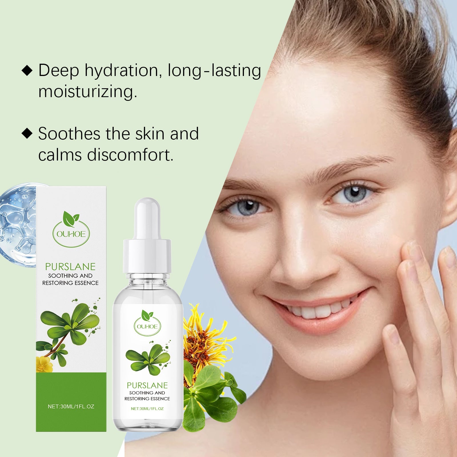 Purslane Soothing Repair Serum Redness Soothing Facial Hydrating Moisturizing Serum