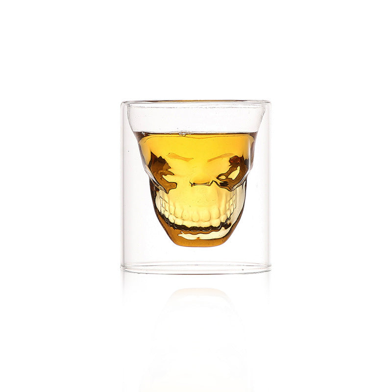 Double layered skull glass, creative bar glass, transparent insulated water glass, skull glass, beer glass, imprisoning pirates