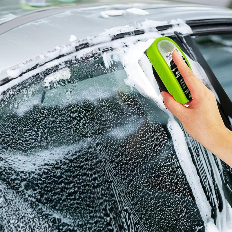 Car Glass Oil Film Remover with Sponge Cleaning Brush, Ideal for Front Inner Windshield Cleaning