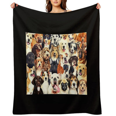 Dog Crowd Wrinkle-free Throw Blanket