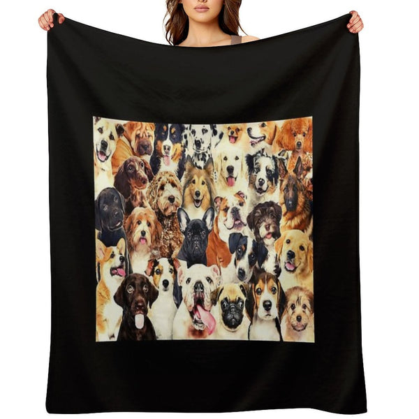 Dog Crowd Wrinkle-free Throw Blanket
