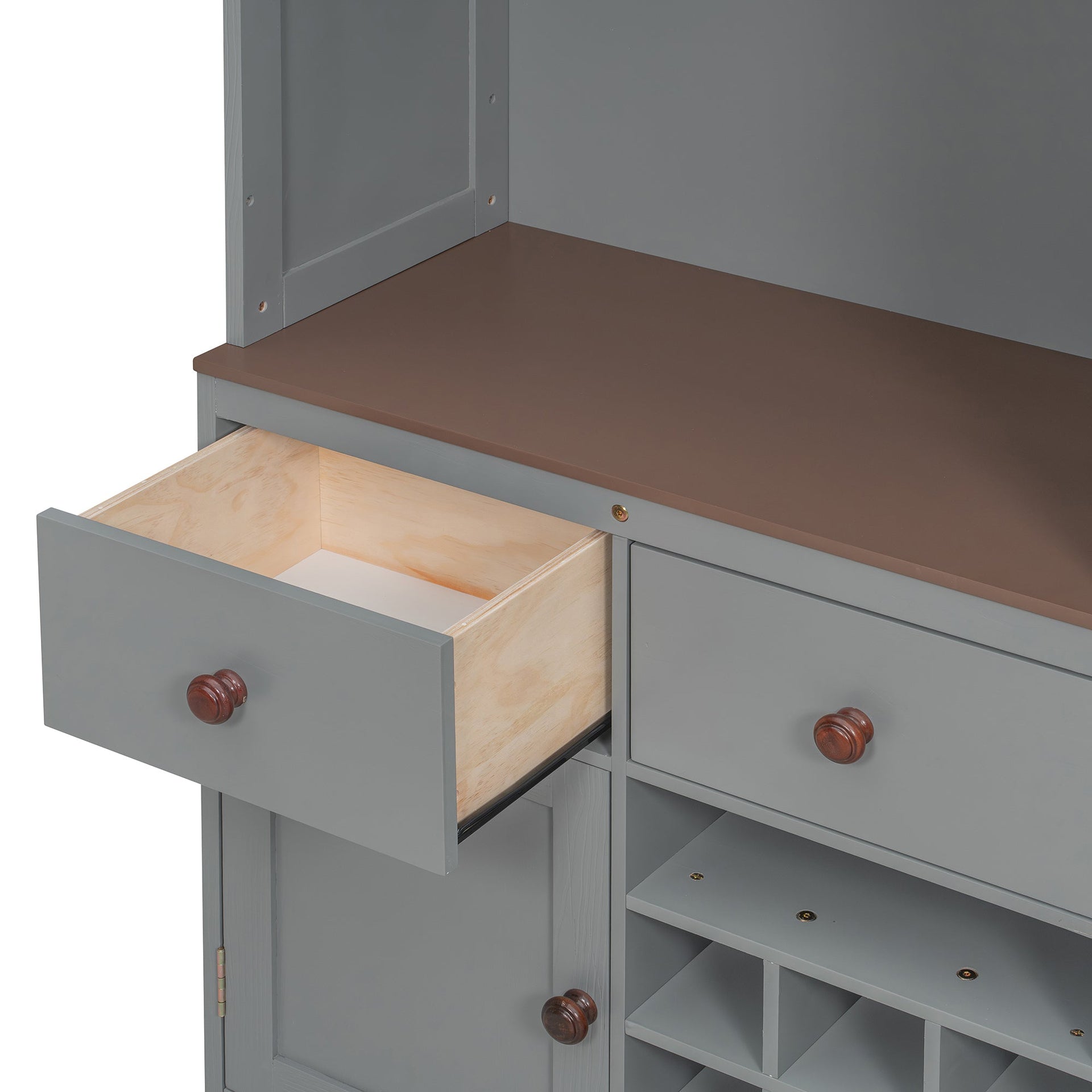 Murphy Bed with Storage Cabinet, Wine Rack, Glass Holder, Drawers & Multi-Color LED Strip