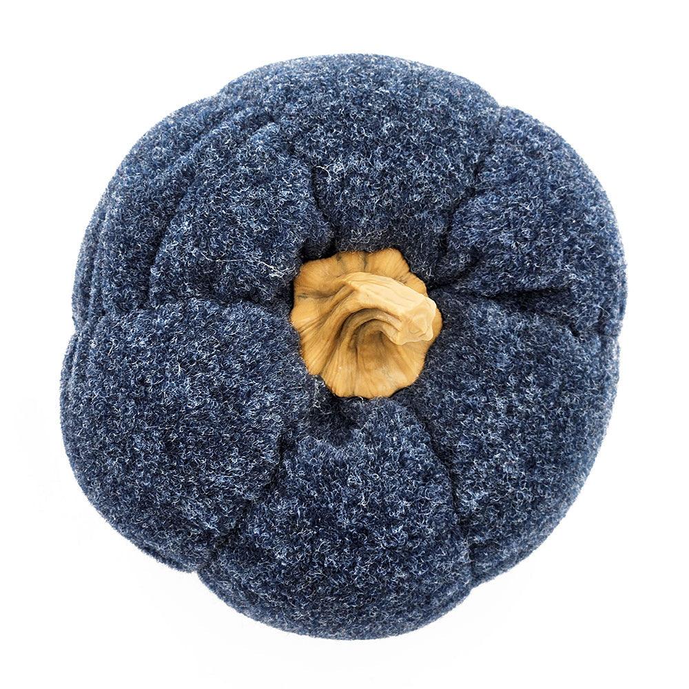 Set of 3Blue Fabric Decorative Pumpkins Fall Harvest Table Décor