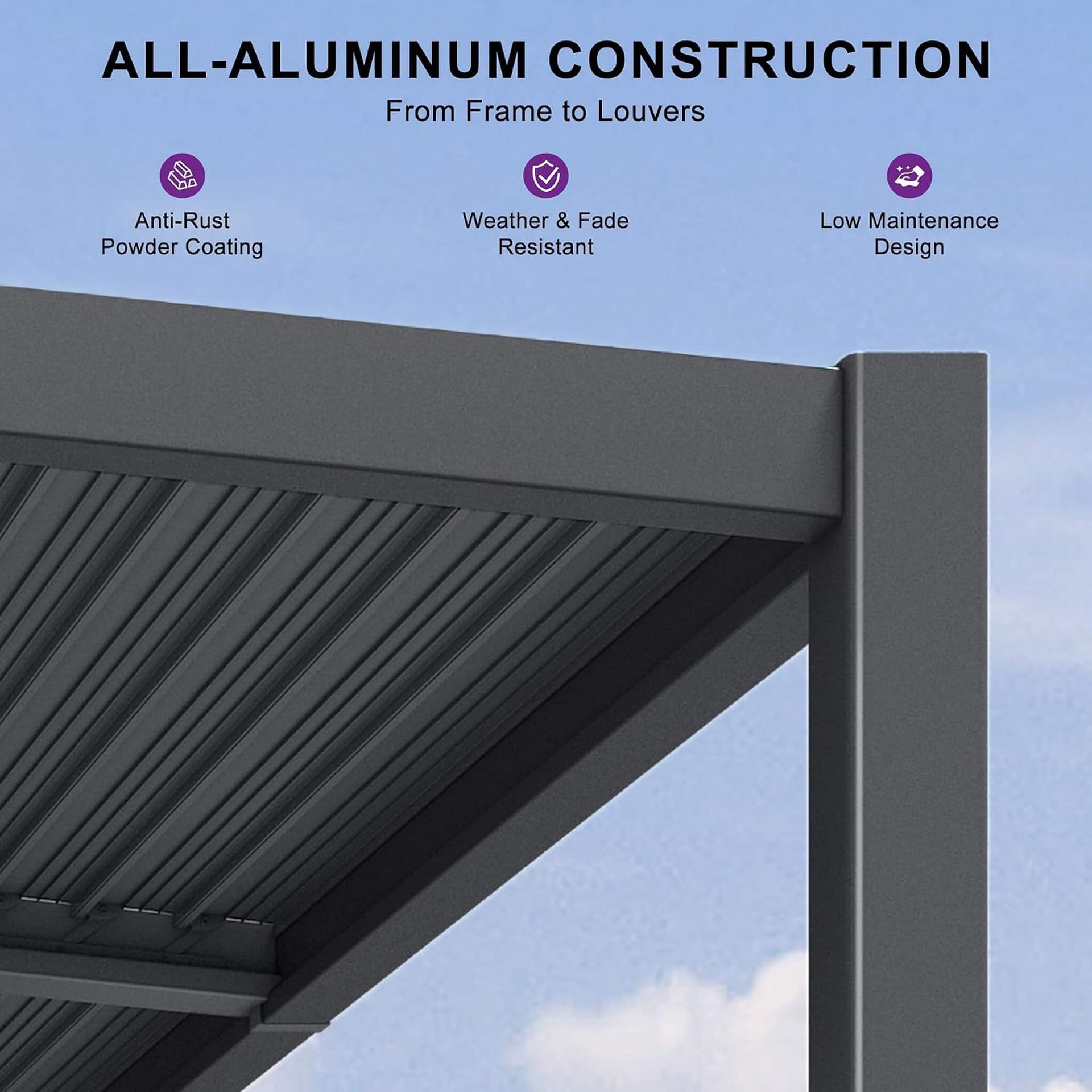 [08X10FT] Modern Louvered Aluminum Pergola With Sloped Roof (SAK12169)