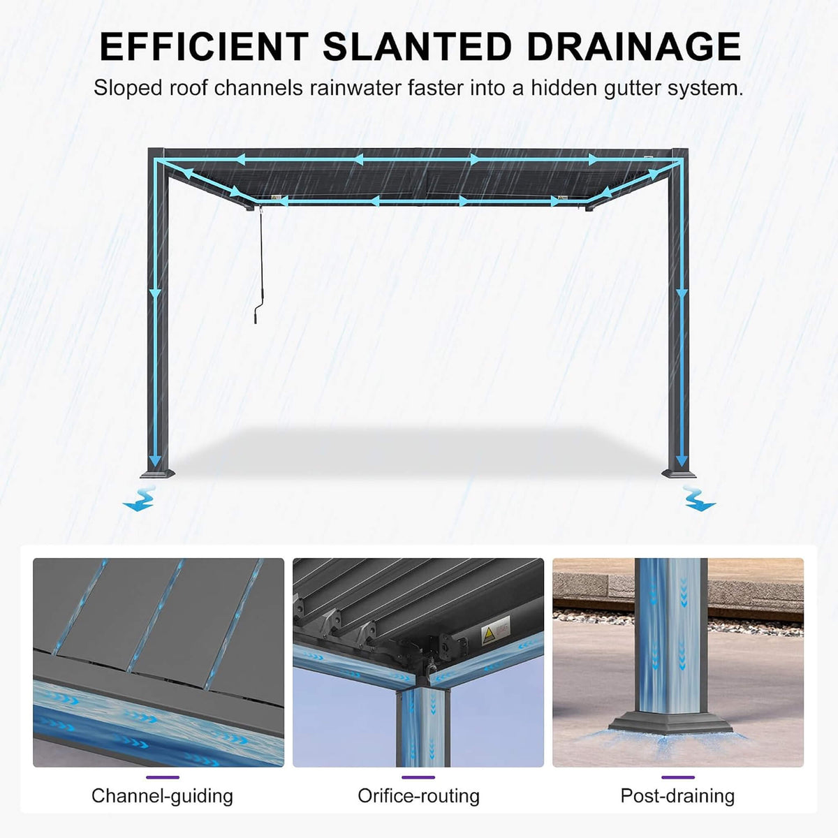 [08X10FT] Modern Wall-Mounted Louvered Pergola With Aluminum Frame (SAK60977)