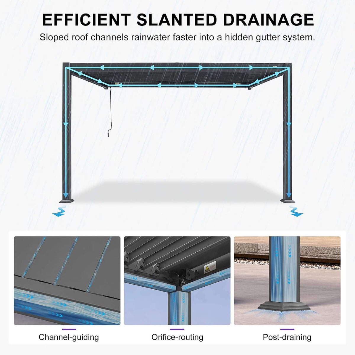 [08X12FT] Modern Wall-Mounted Louvered Pergola With Aluminum Frame (SAK25902)
