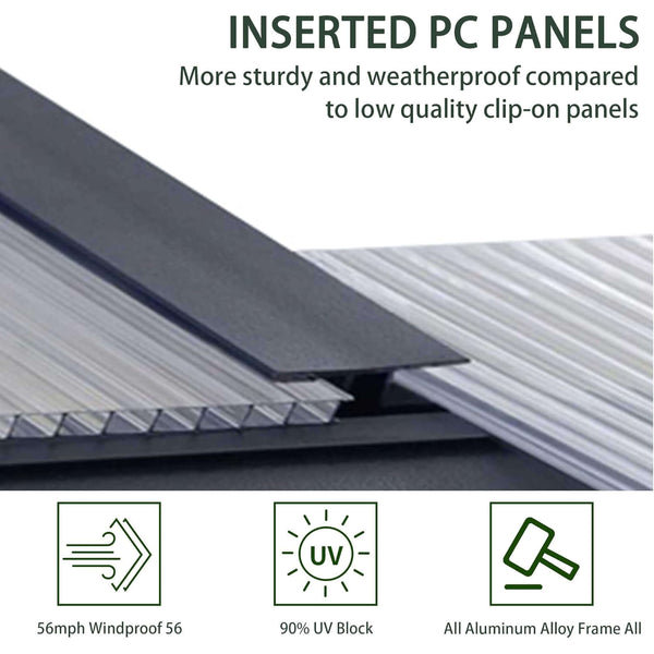 [08X16FT] Premium Outdoor Walk-In Polycarbonate Greenhouse With Roof Vents & Sliding Doors, 4MM (SAK72649)