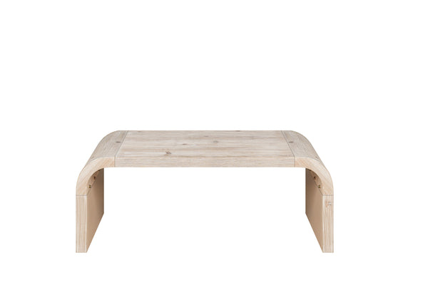 Farmhouse Vintage Crafts Coffee Table,Curved Art Deco Design, Easy Assembly, 48' W x 24' D x 18'(Natural Wood Washed)