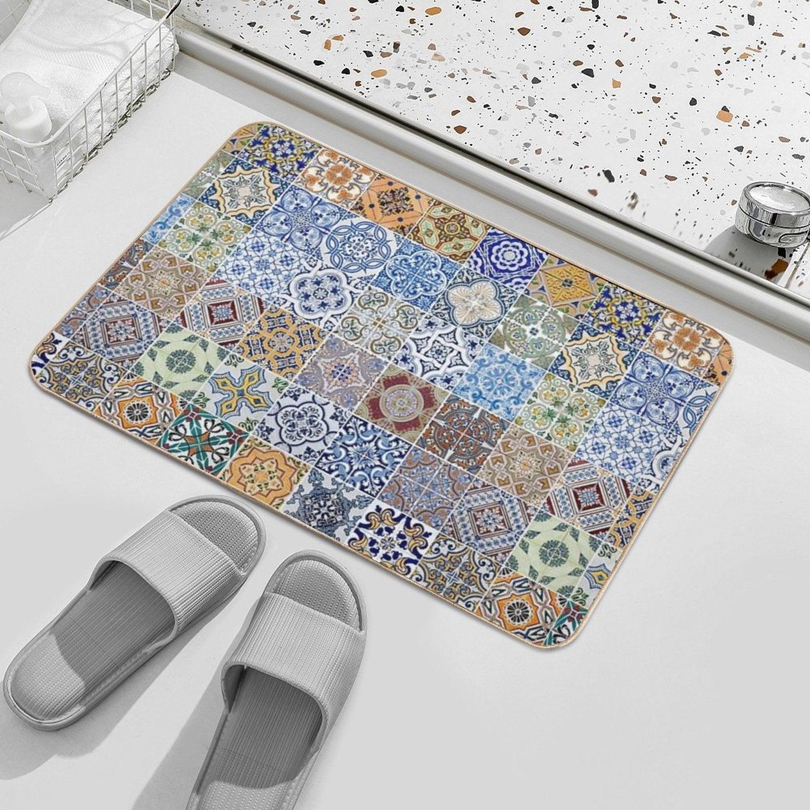Set of 48 Ceramic Tiles Patterns Bath Mat