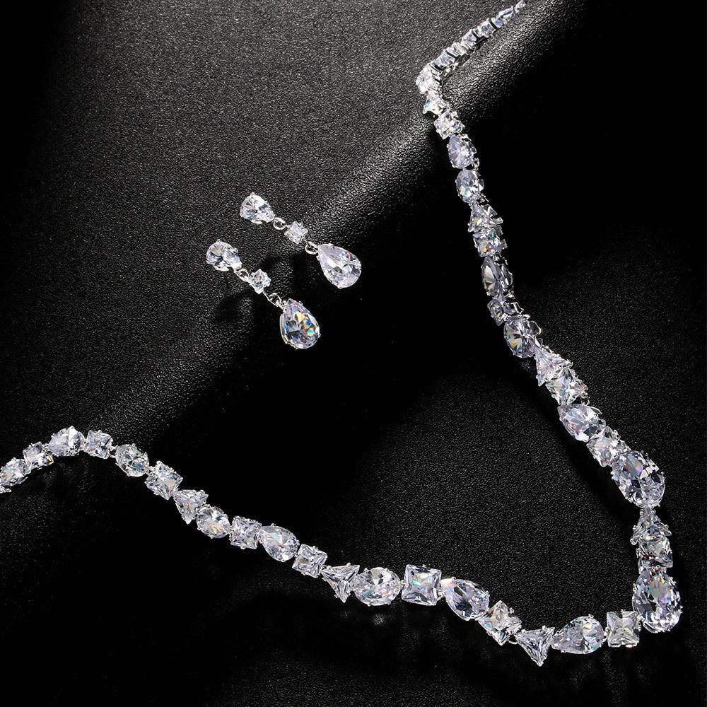 Simple necklace earring set bride's wedding jewelry set fashionable and versatile accessories