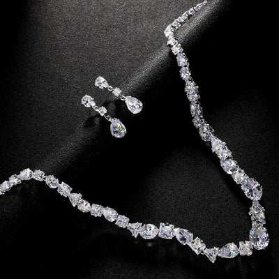Simple necklace earring set bride's wedding jewelry set fashionable and versatile accessories