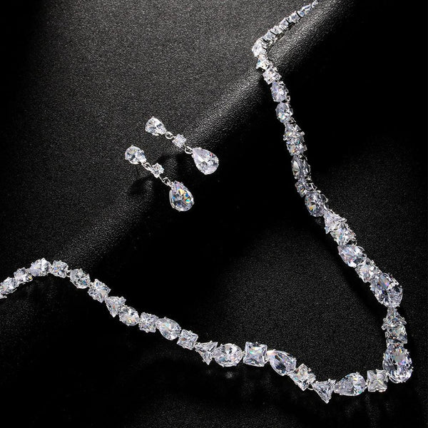 Simple necklace earring set bride's wedding jewelry set fashionable and versatile accessories