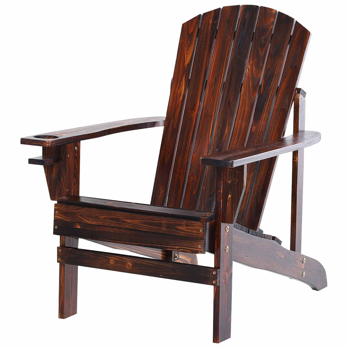 Outsunny Wooden Adirondack Chair with Cup Holder