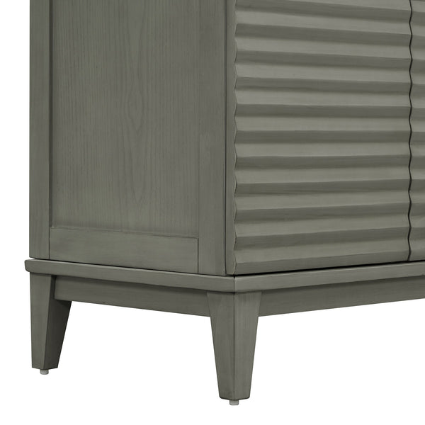 TREXM side panel with 4-door large storage buffet, adjustable shelves and metal handles (antique gray)