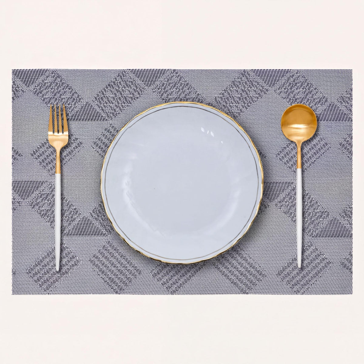 PVC Placemats – Non Slip Table Protectors for Dining Table, Gray & Silver