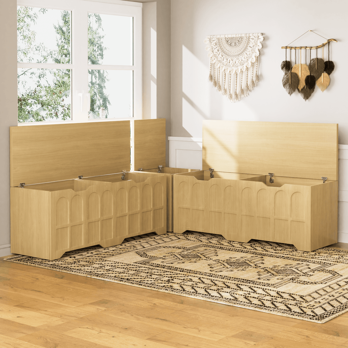 3-Piece L-Shaped Multifunctional Storage Bench