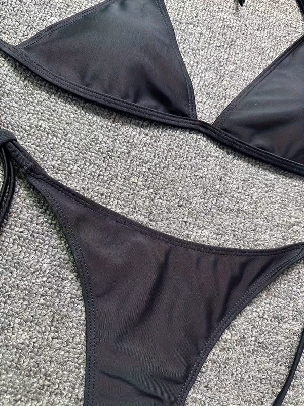 Bikini Leopard Print 2 Piece Swimsuit for Women – High Cut Lace-Up Backless Flattering Bikini Set with Halter Spaghetti Strap – Stretchy Sexy and Stylish Swimwear for Pool Beach and Summer Vacation