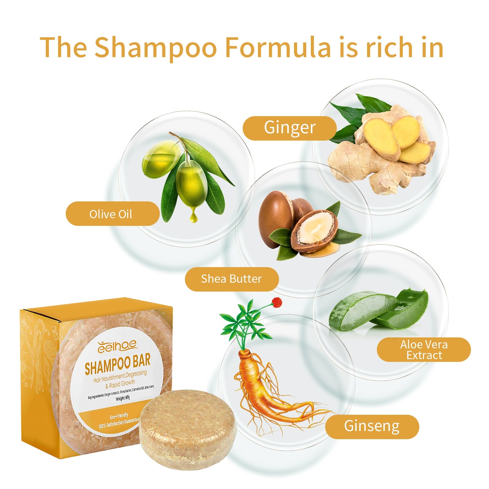 Shampoo Bar, Solid Hair Tight Hair Anti-Loss Soft Repair Hair End Dry Damaged Shampoo Soap