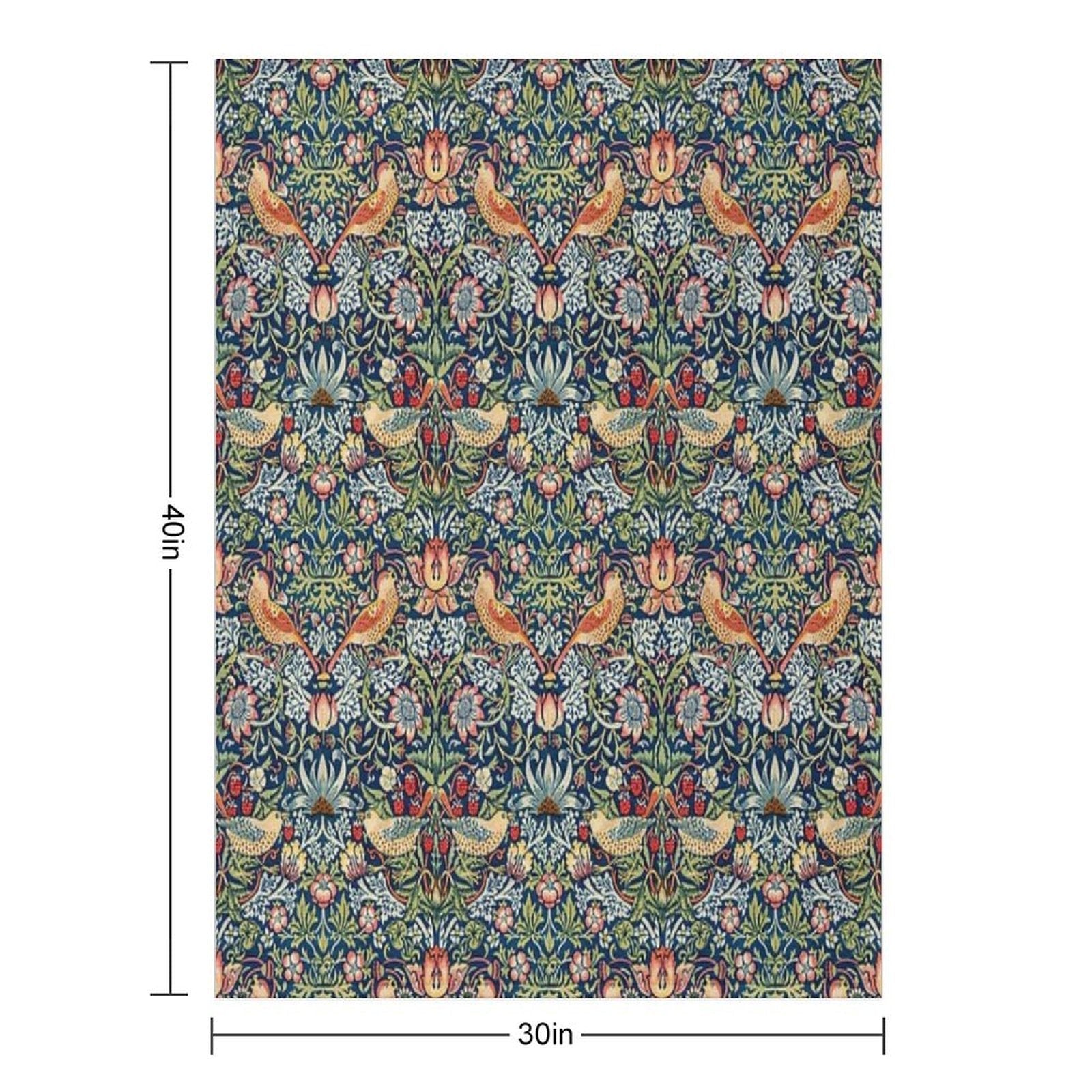 The Strawberry Thief William Morris Pattern Travel-friendly Throw Blanket