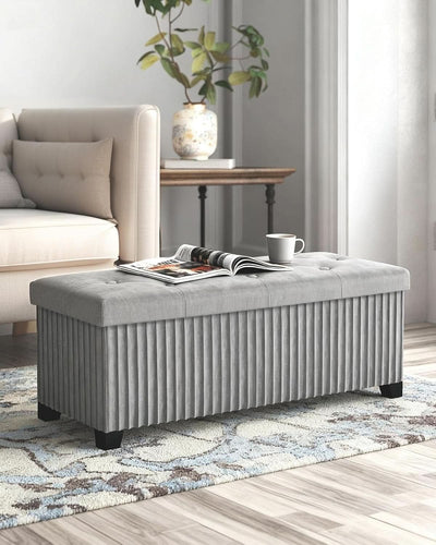 43 Inch Luxurious Velvet Storage Ottoman Bench Grey