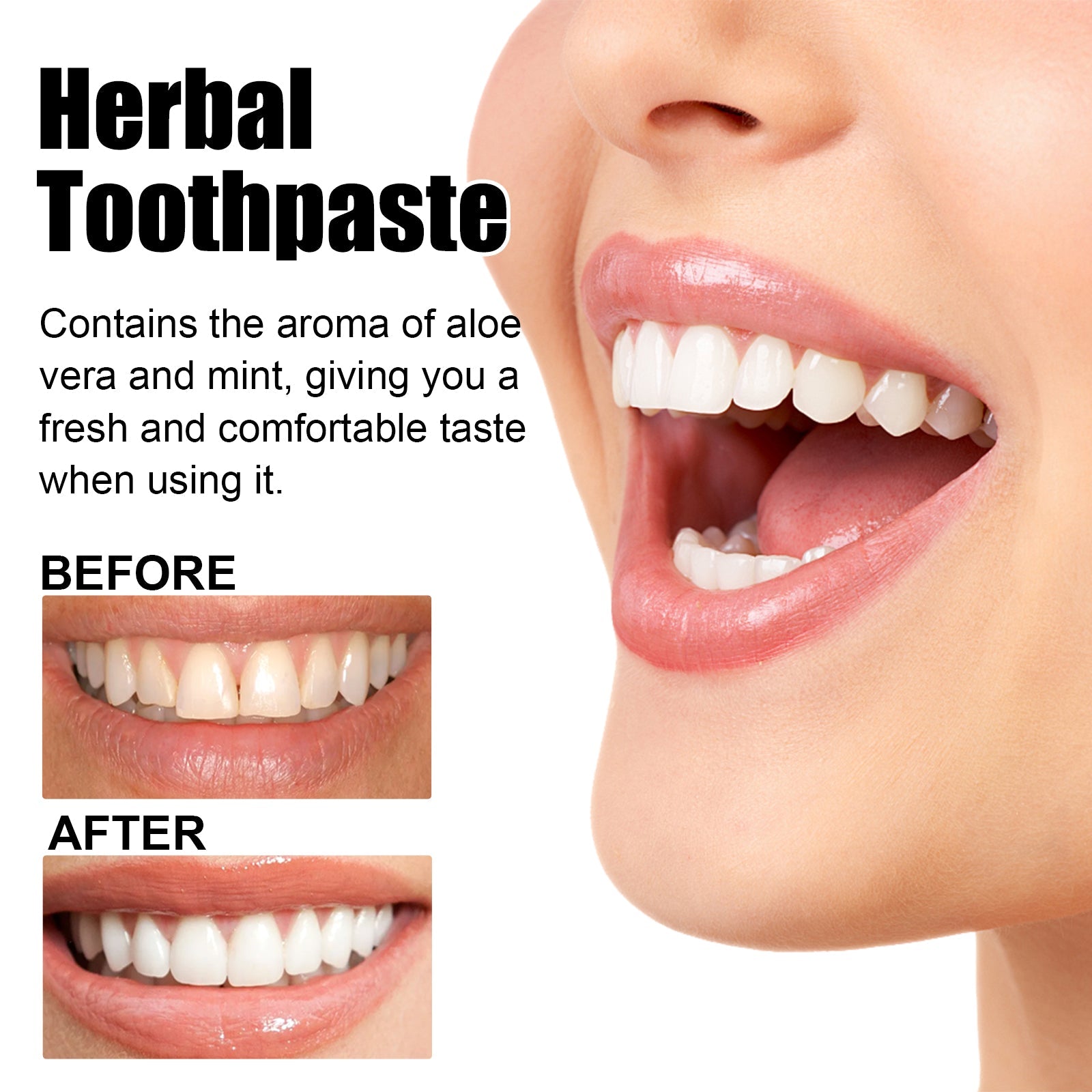 Aloe Whitening Toothpaste Cleans Mouth, Removes Odor, Freshens Breath, Removes Stains, Brighens Teeth And Beautifies Teeth