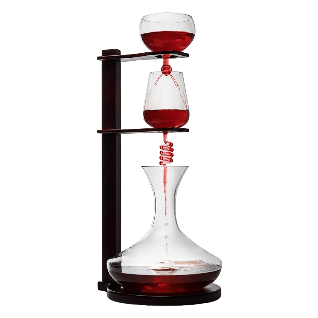 Wine Tower Decanting & Aerator Set by The Wine Savant - Unique Wine Decanter - 3 Aerating Parts - Upper, Middle & Lower Aerators - Whisky & Wines Carafe, Proven to Enhance & Improves Flavor & Aromas