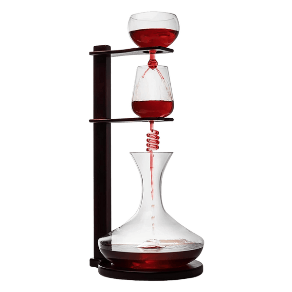 Wine Tower Decanting & Aerator Set by The Wine Savant - Unique Wine Decanter - 3 Aerating Parts - Upper, Middle & Lower Aerators - Whisky & Wines Carafe, Proven to Enhance & Improves Flavor & Aromas