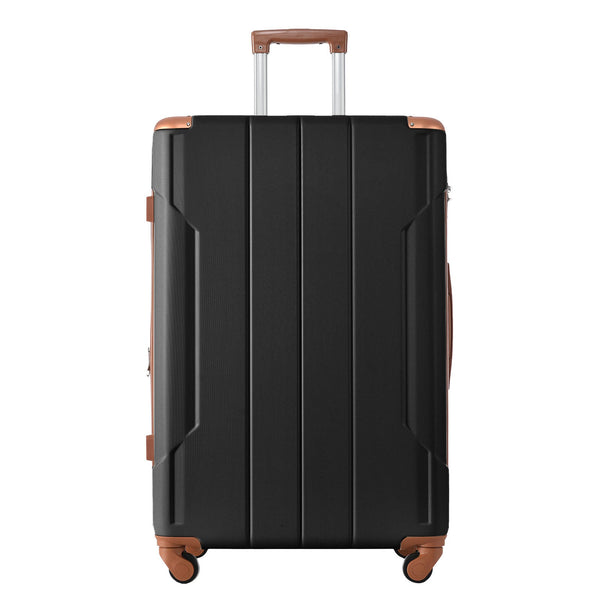 Hardshell Luggage Spinner Suitcase with TSA Lock Lightweight Expandable 24'' (Single Luggage) Black Brown + ABS + 24 Inch