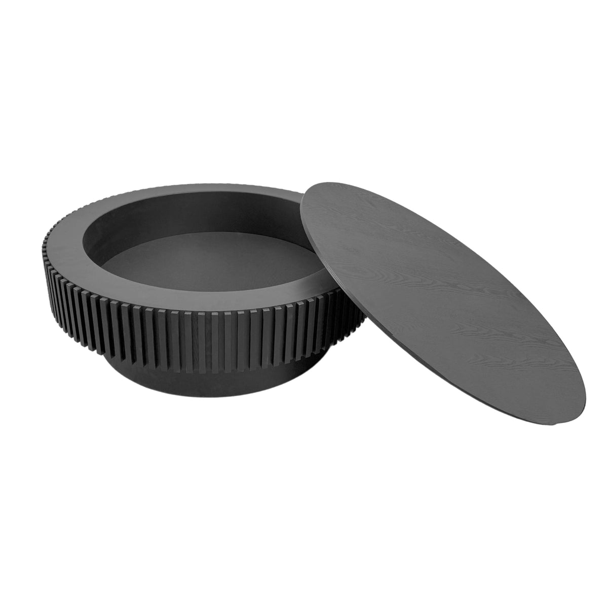 Modern Black Round Mushroom Coffee Table with Hidden Storage