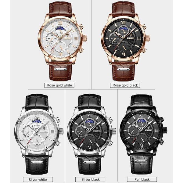 LIGE Men's Watches Top Brand Luxury Men Wrist Watch Leather Quartz Watch Sports Waterproof Male Clock Relogio Masculino+Box