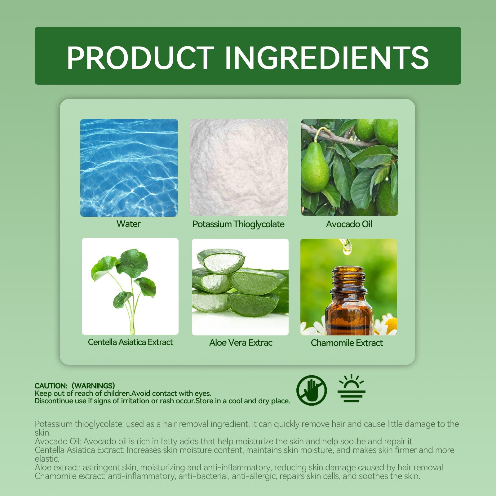 Avocado Hair Removal Cream Armpit Hair Leg Hair Moisturizing Gentle Skin Friendly Non-Irritating Clean Hair Removal Cream