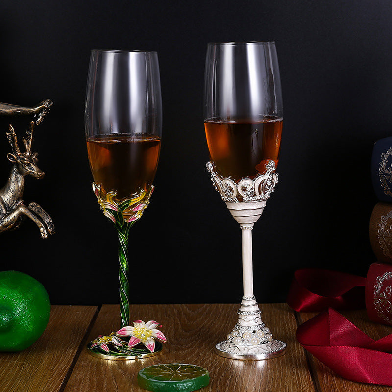 Crystal glass champagne glasses household high footed glasses