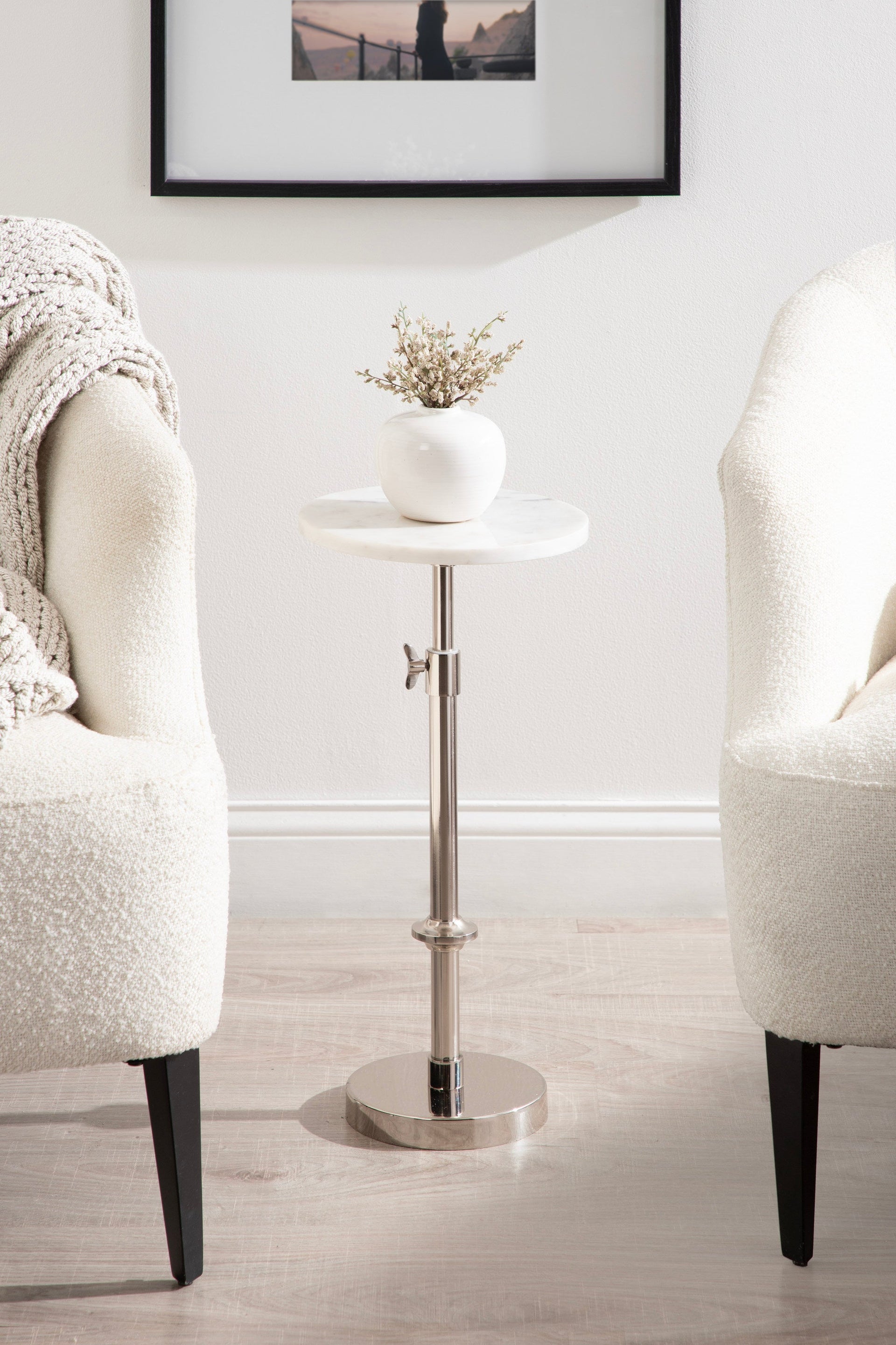 Engles Adjustable Marble Table and Plant Stand