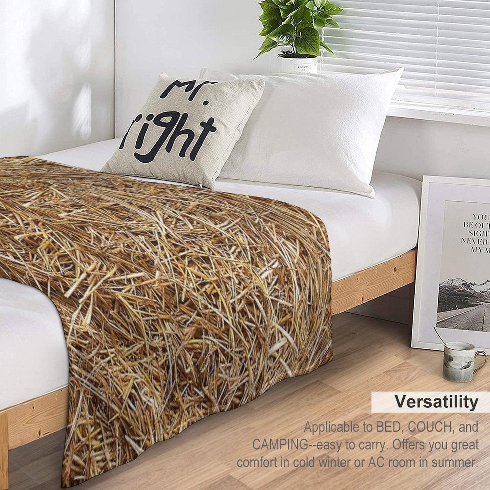 Sunny Natural Hay, Straw Throw Blanket