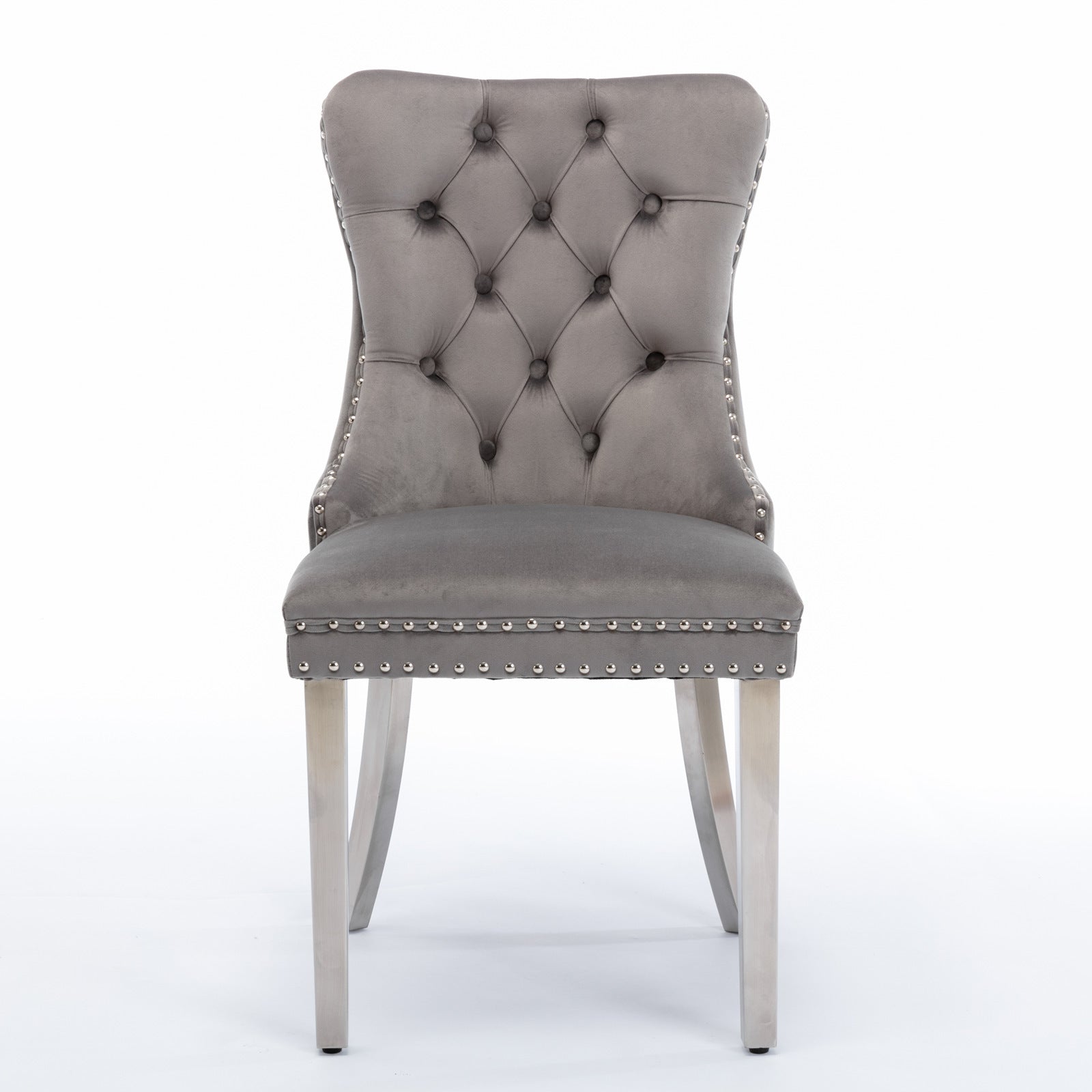 Nikki Collection Modern Tufted Solid Wood Velvet Upholstered Dining Chair with Chrome Legs