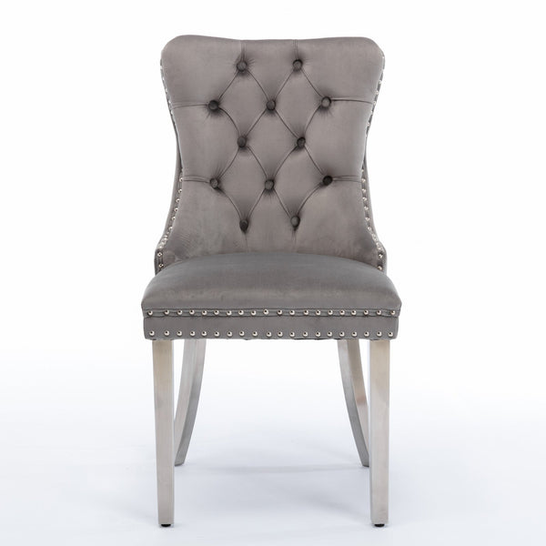 Nikki Collection Modern Tufted Solid Wood Velvet Upholstered Dining Chair with Chrome Legs
