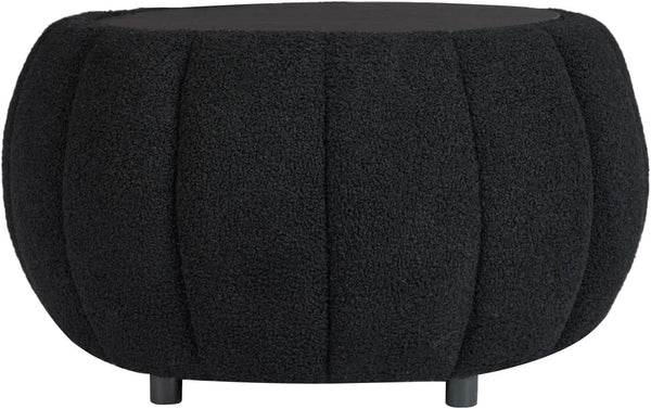 30 Inch Round Profile Teddy Fabric Hidden Storage Ottoman