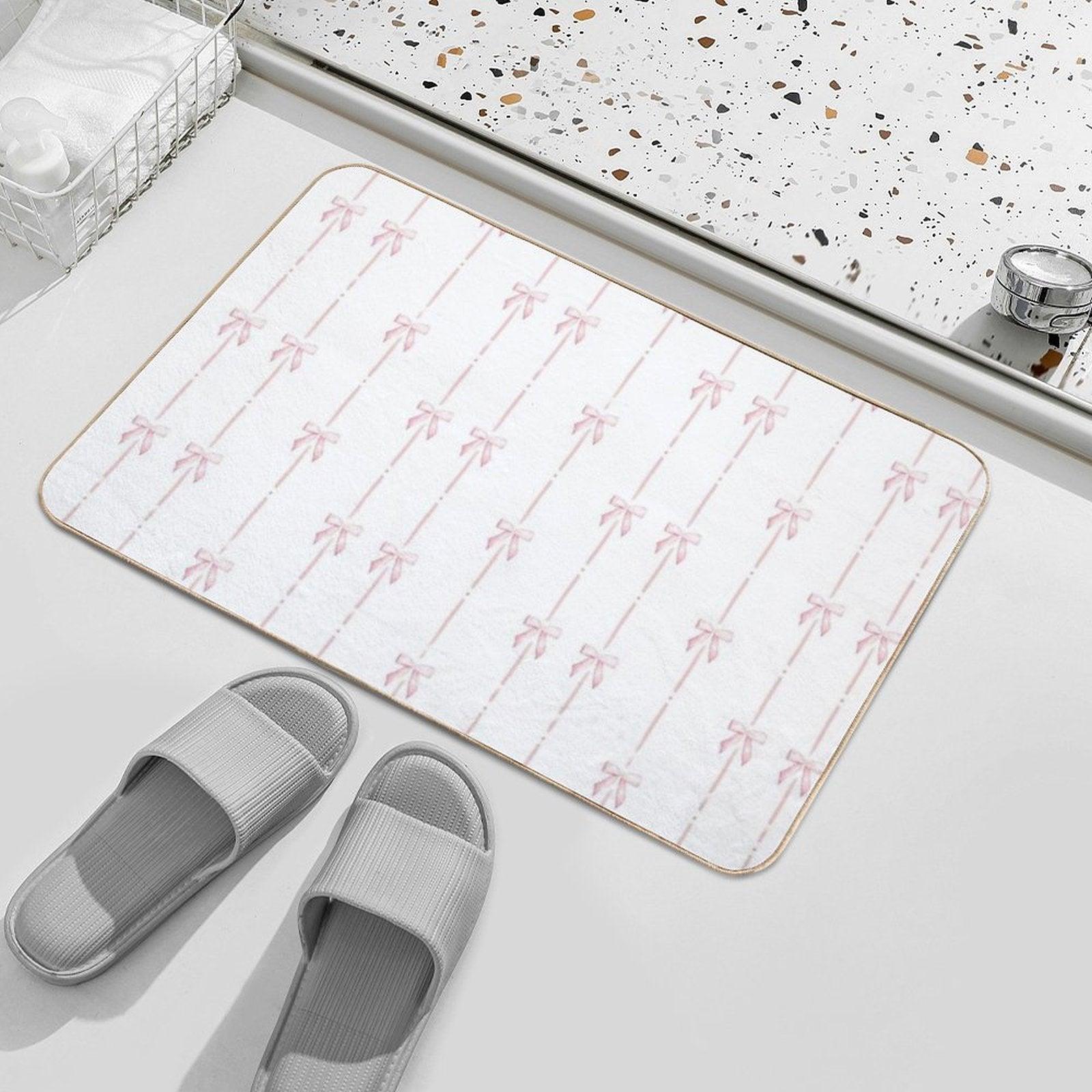 Pink Bow Ribbon Coquette Bath Mat